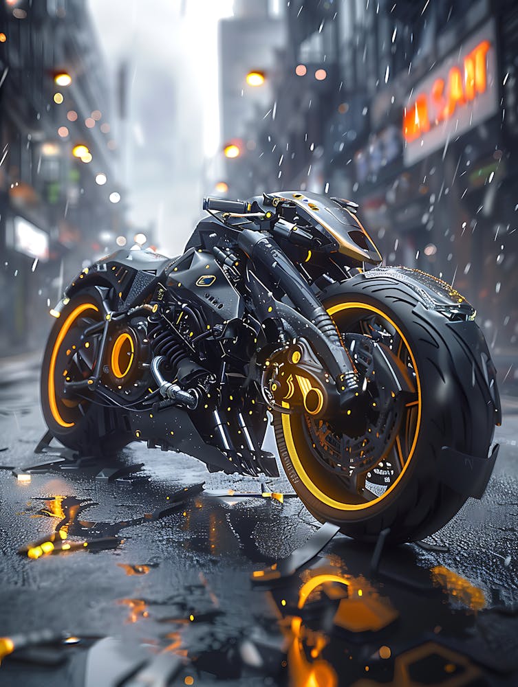 Motorcycle In The Rain 5