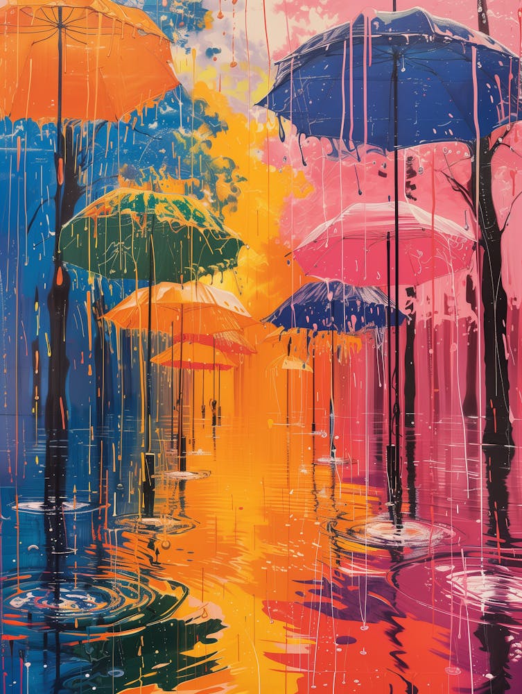 Umbrellas In The Rain