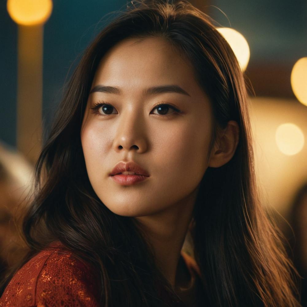 Korean Girl In Red Dress