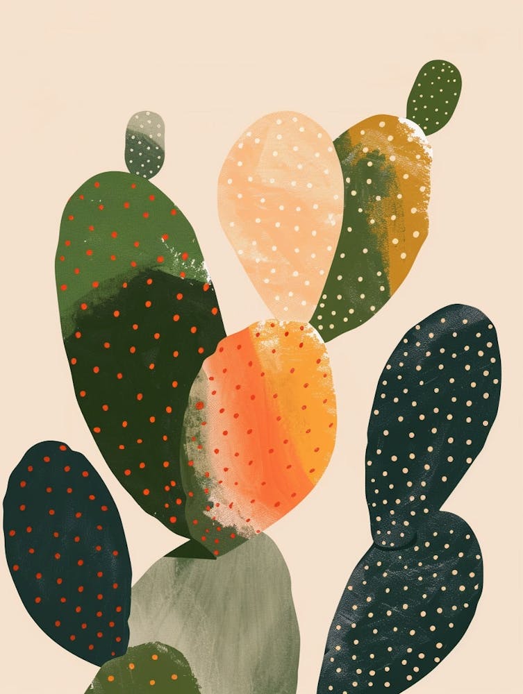 Nopal Cactus Minimalist Abstract Illustration 4