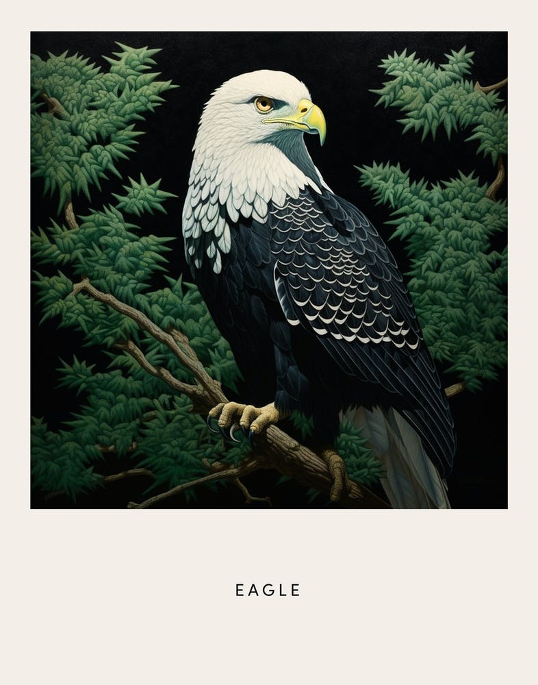 Ohara Koson Inspired Bird Painting Eagle 1 Poster