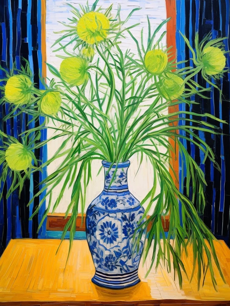 Flowers In A Vase Still Life Painting Love In A Mist Nigella 4