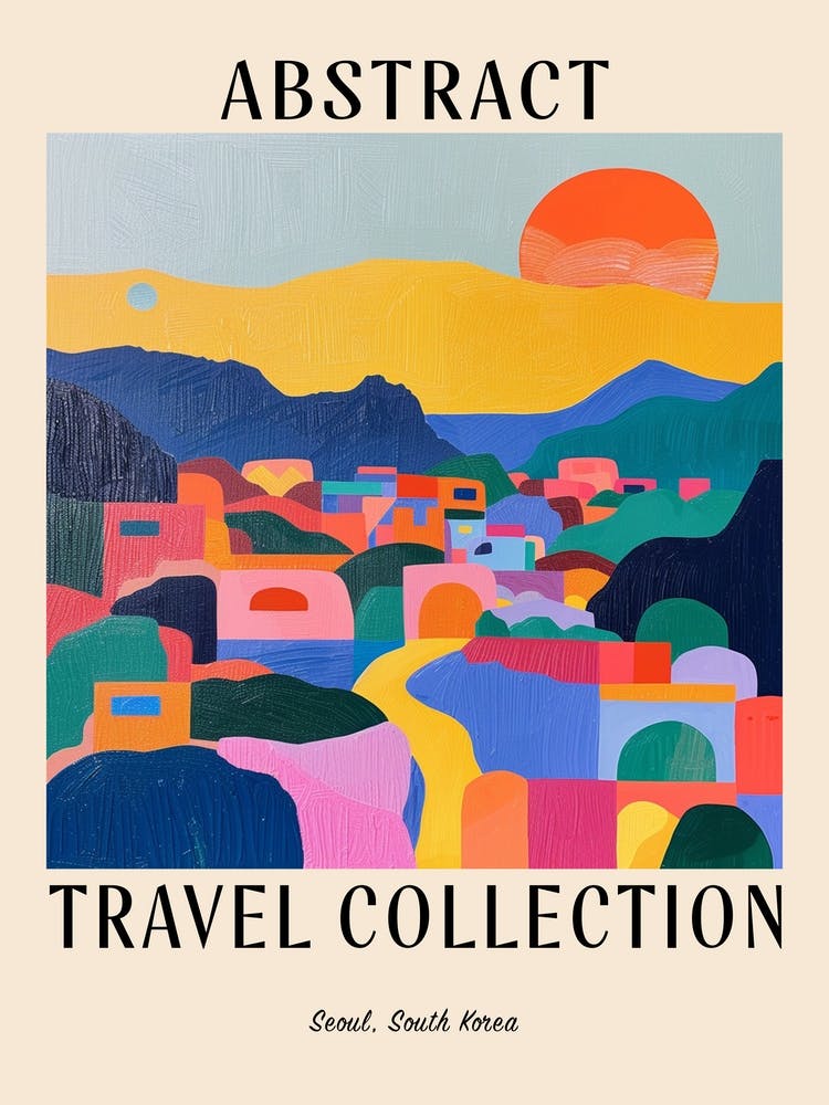 Abstraktes Reisekollektion Poster Seoul Südkorea 3