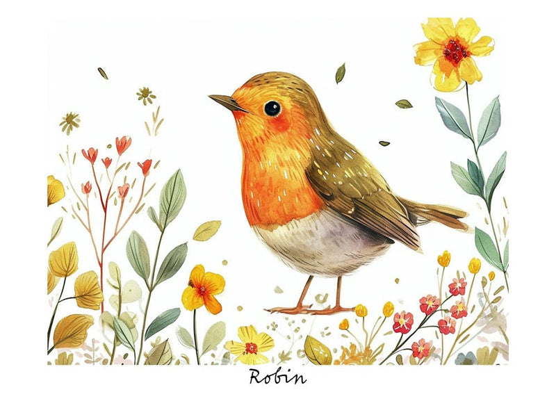 Little Floral Robin 1 Poster