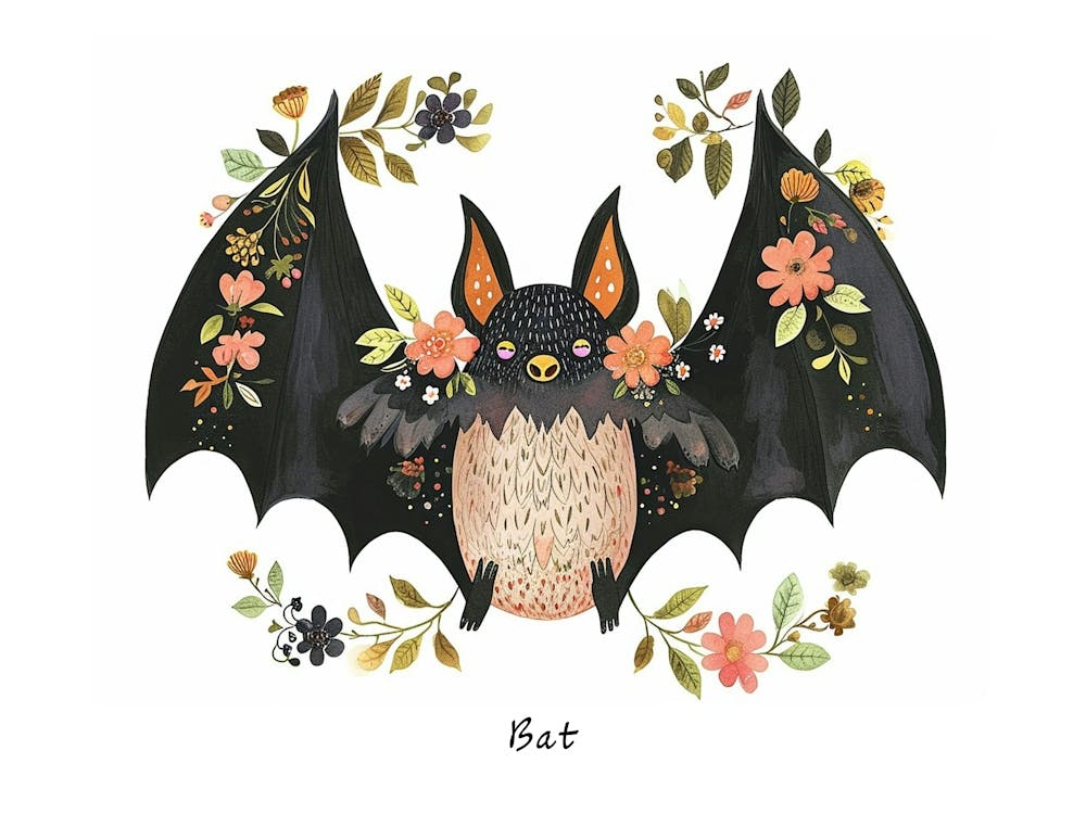 Little Floral Bat 4 Poster