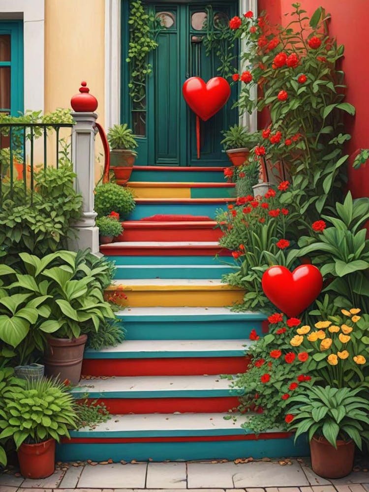 Colorful Stairway With Heart (6)
