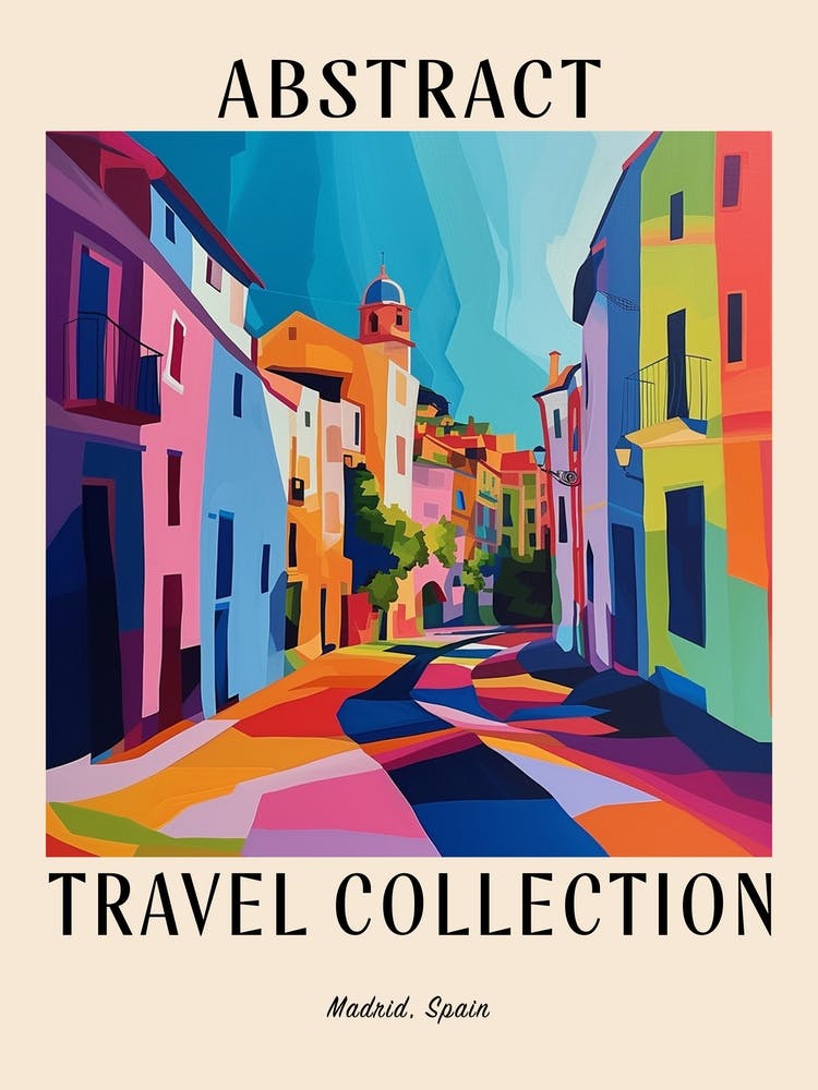 Abstrakte Reise-Kollektion Poster Madrid Spanien 2