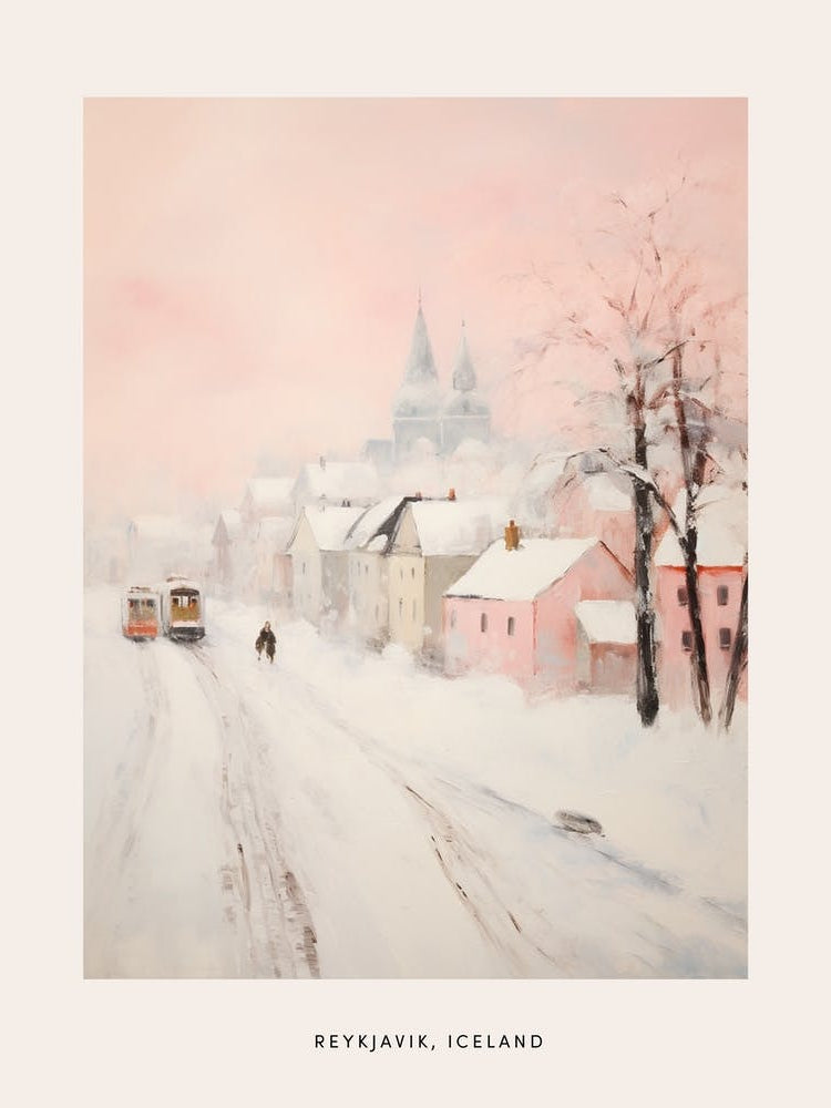 Dreamy Winter Painting Poster Reykjavik Iceland 2