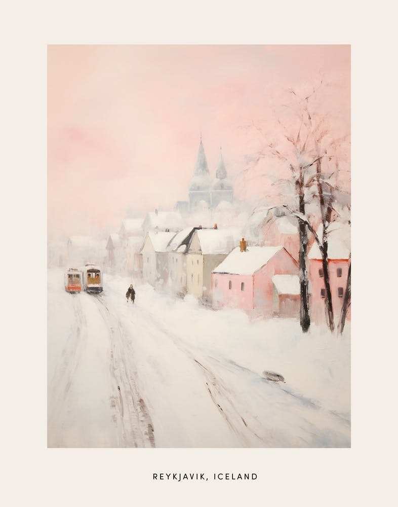 Dreamy Winter Painting Poster Reykjavik Iceland 2