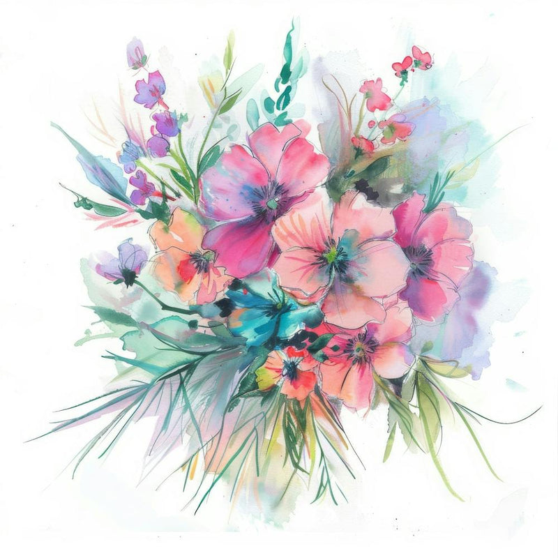 Watercolor Flowers Bouquet