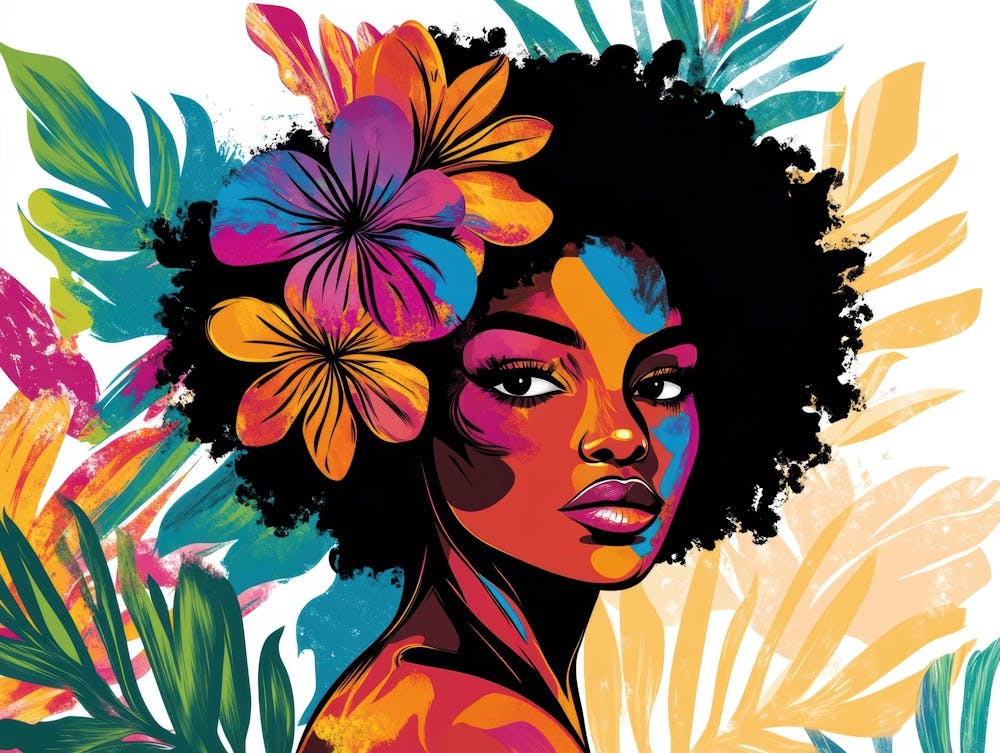Afro-Mädchen mit Blumen 4