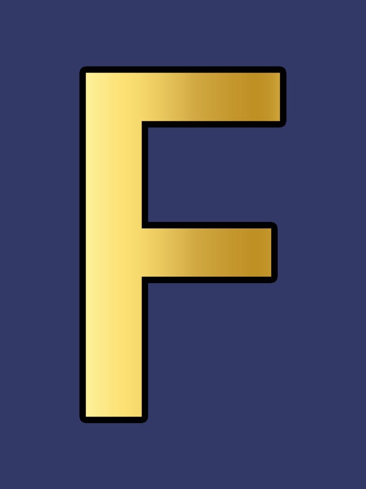 Letter F Gold Alphabet Deep Blue