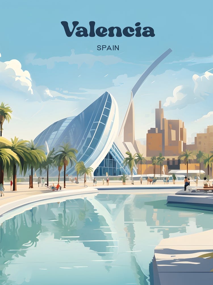 Affiche de Voyage Valencia Espagne 1 3 4 Redimensionner