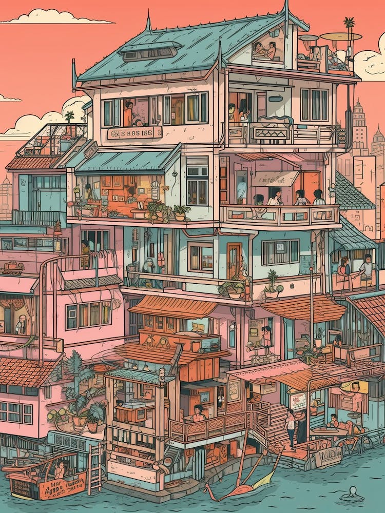 Bangkok Thailand Travel Illustration 1