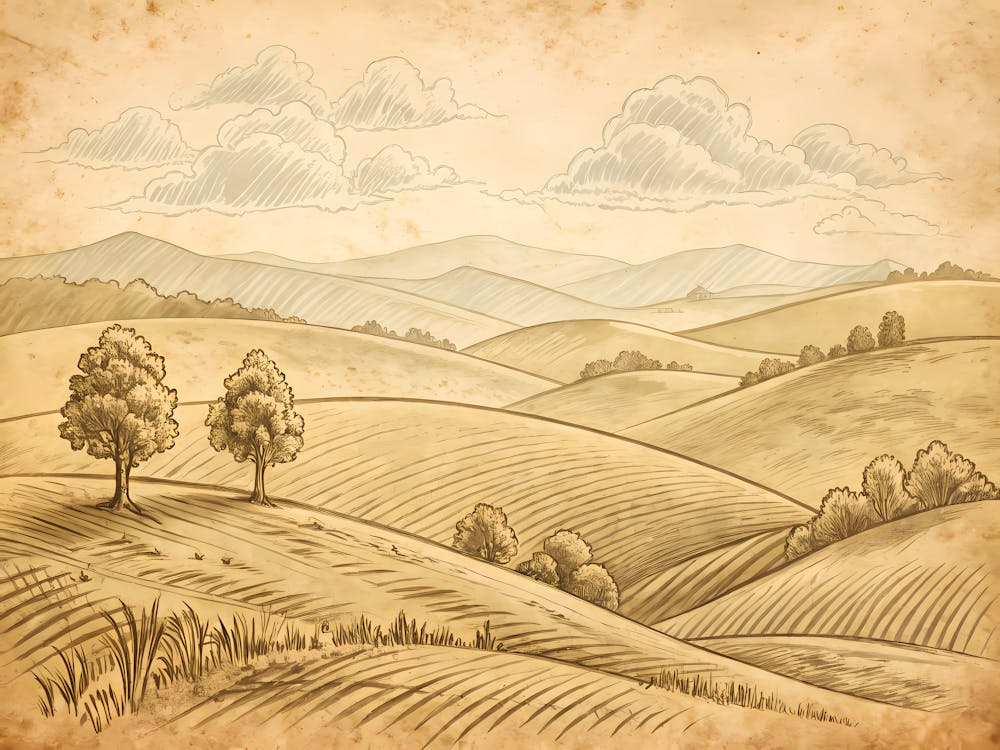 Retro Vintage Style A Minimal Sketch Of Rolling Co