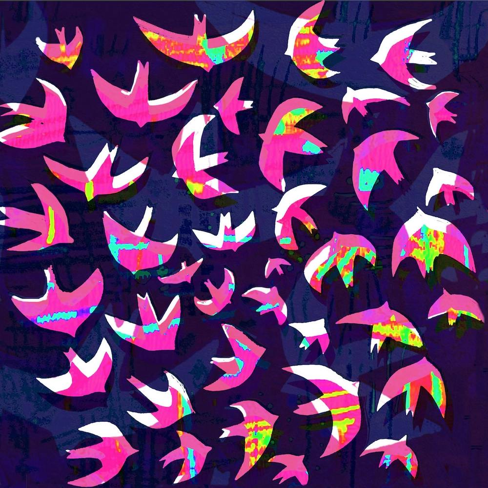Birds Blue Square