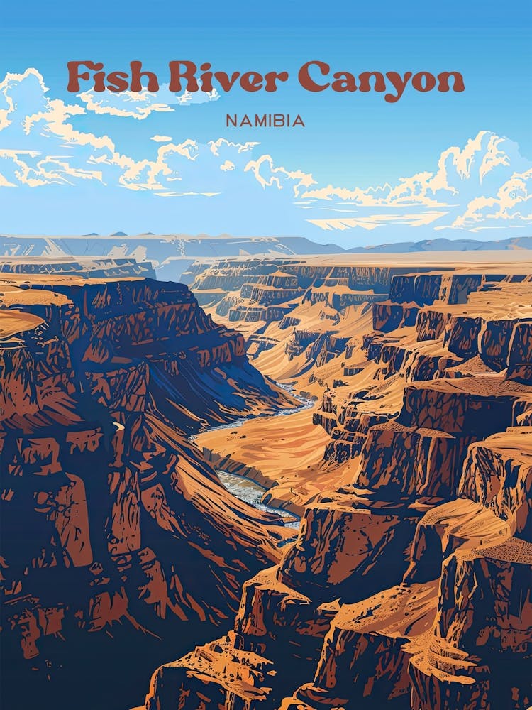 Fish River Canyon Namibia Hobas Travel Illustration