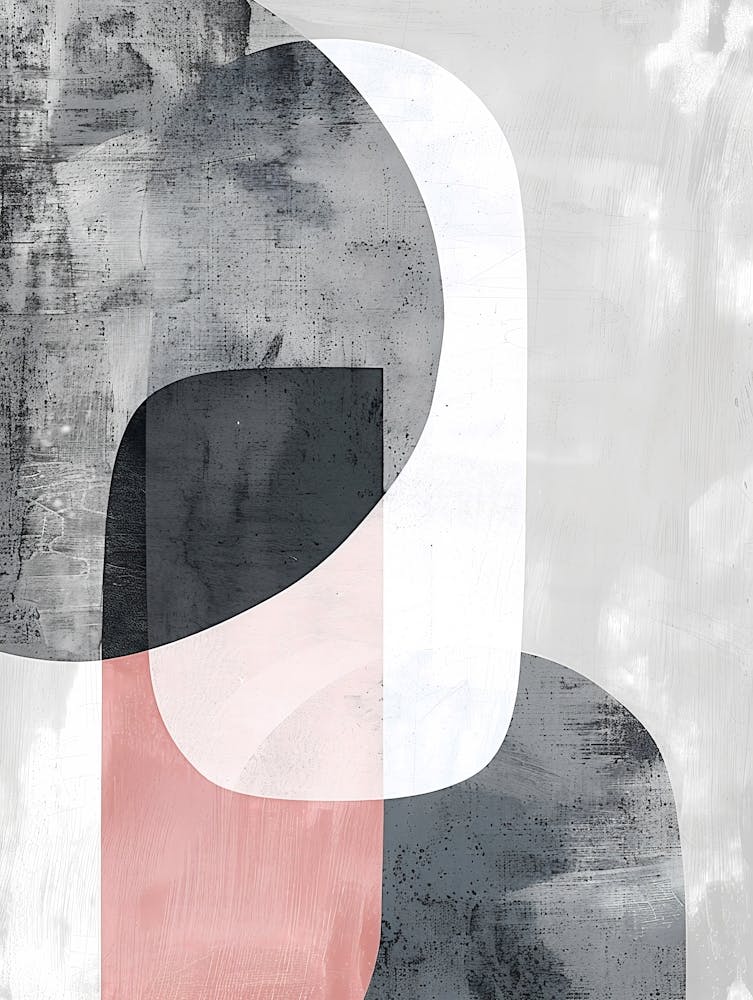 Pink and Gray Abstract Overlapping Shapes