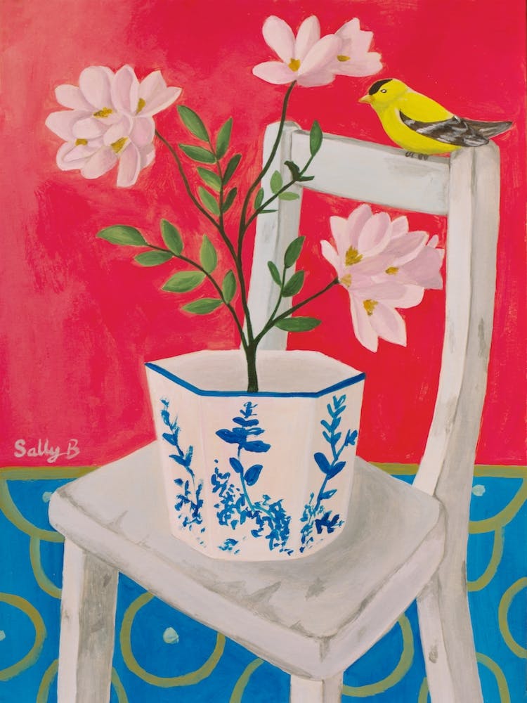 Chinoiserie Yellow Bird And Chair