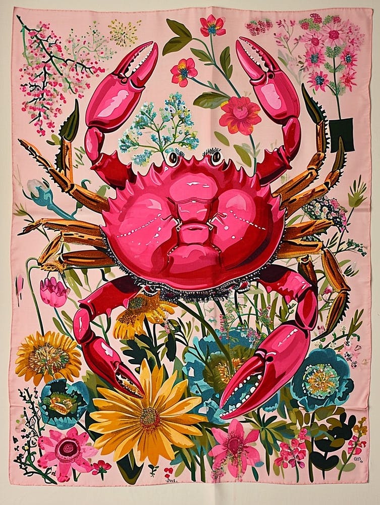 Peinture Florale Animale Crabe 4