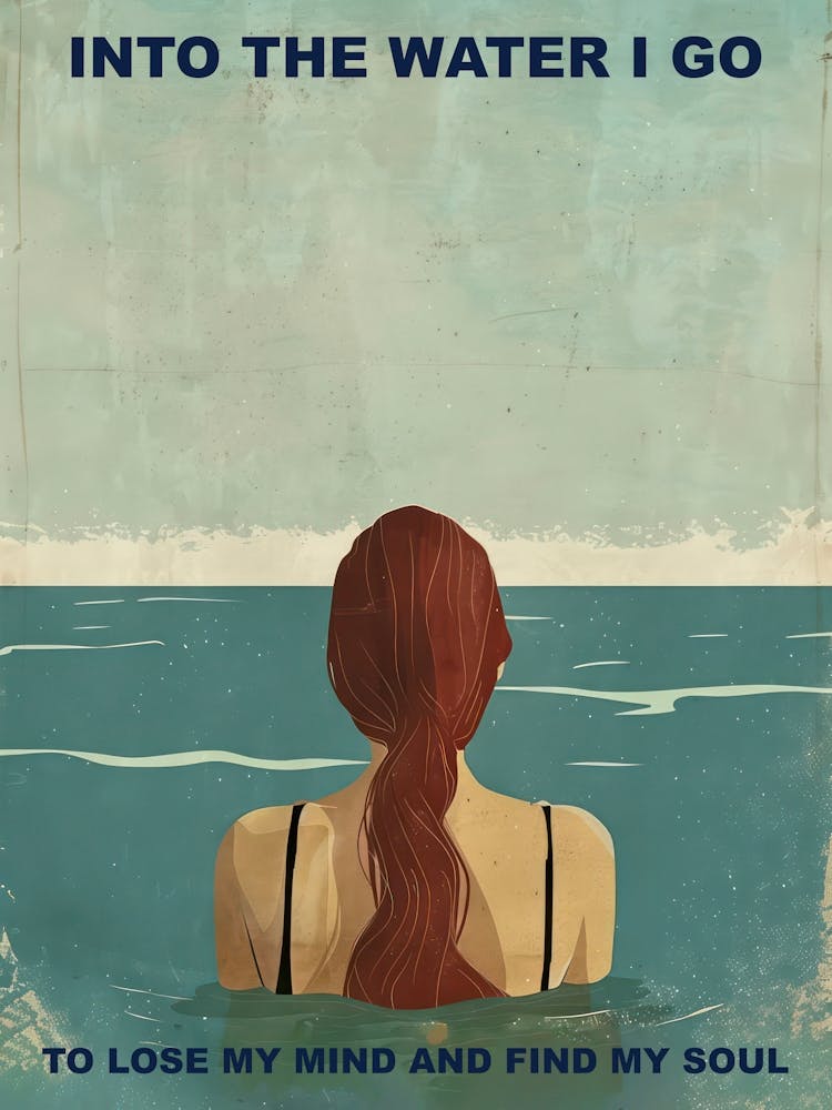 Into The Water I Go Ginger Girl For Her Illustration Summer Quote