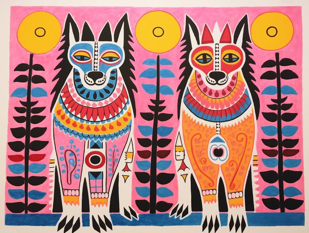 Wolf 1 Volkskunst-Stil Tierillustration