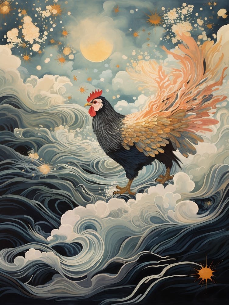 Rooster 1 Gold Detail Painting