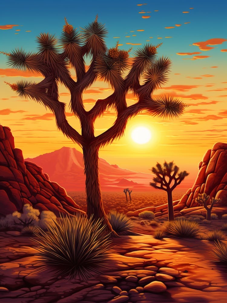 Joshua Tree At Sunrise In South Western Style  (3)