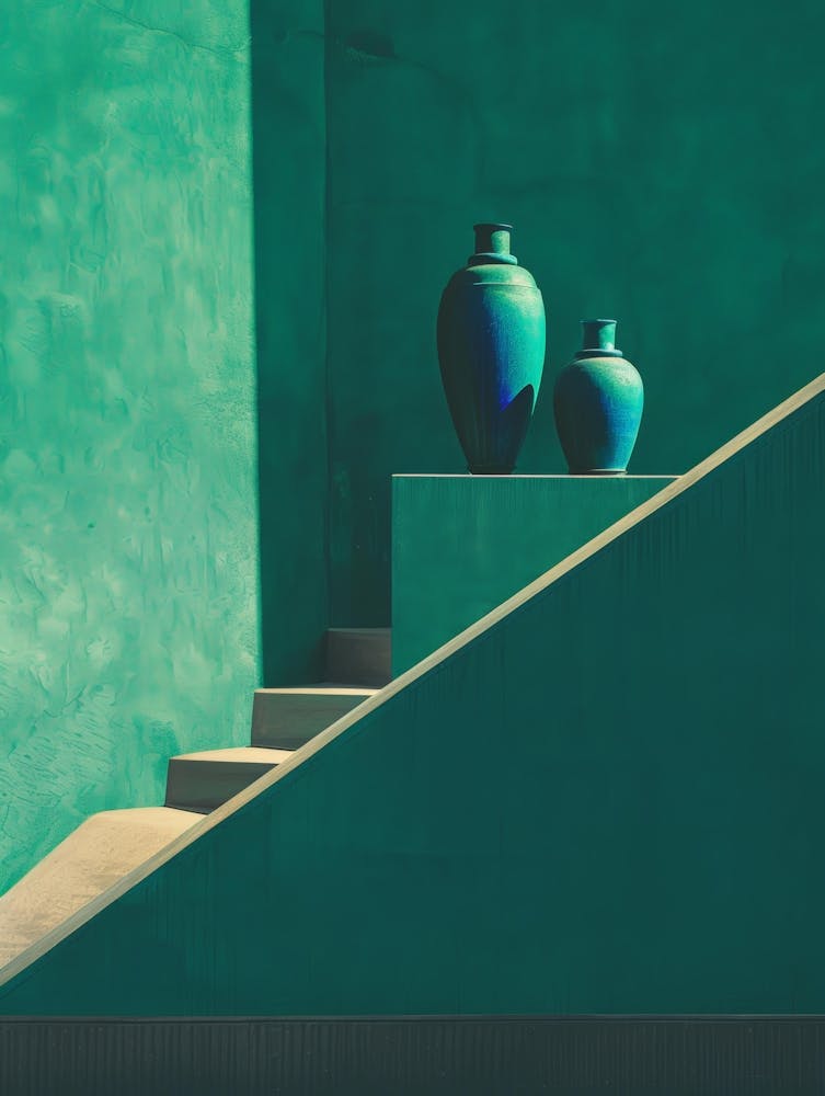 Vases On The Stairs