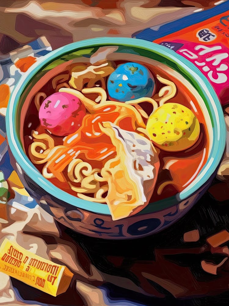 A Ramen Bowl Oil Painting 1