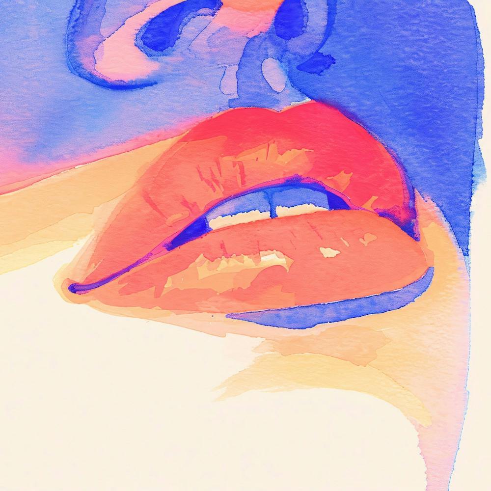 Watercolor Of A Woman'S Lips