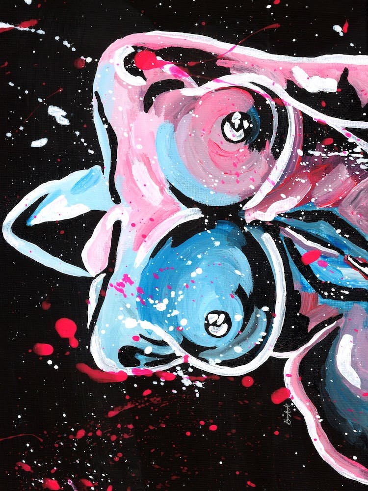 Pink Blue Nude Black Background