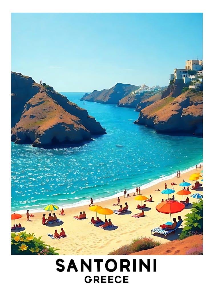 Santorini - Grèce - Affiche de Voyage Vintage 17