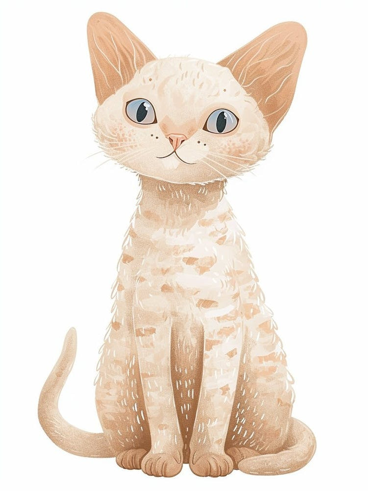 Devon Rex Cat Clipart Illustration 1