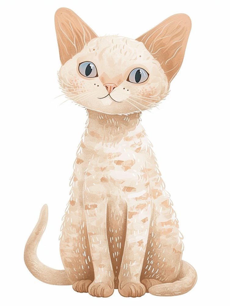 Devon Rex Cat Clipart Illustration 1