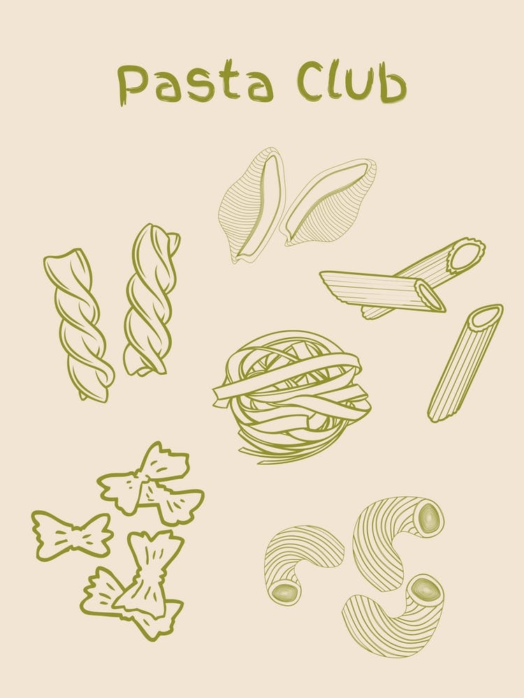 Pasta Club Poster Olive Green