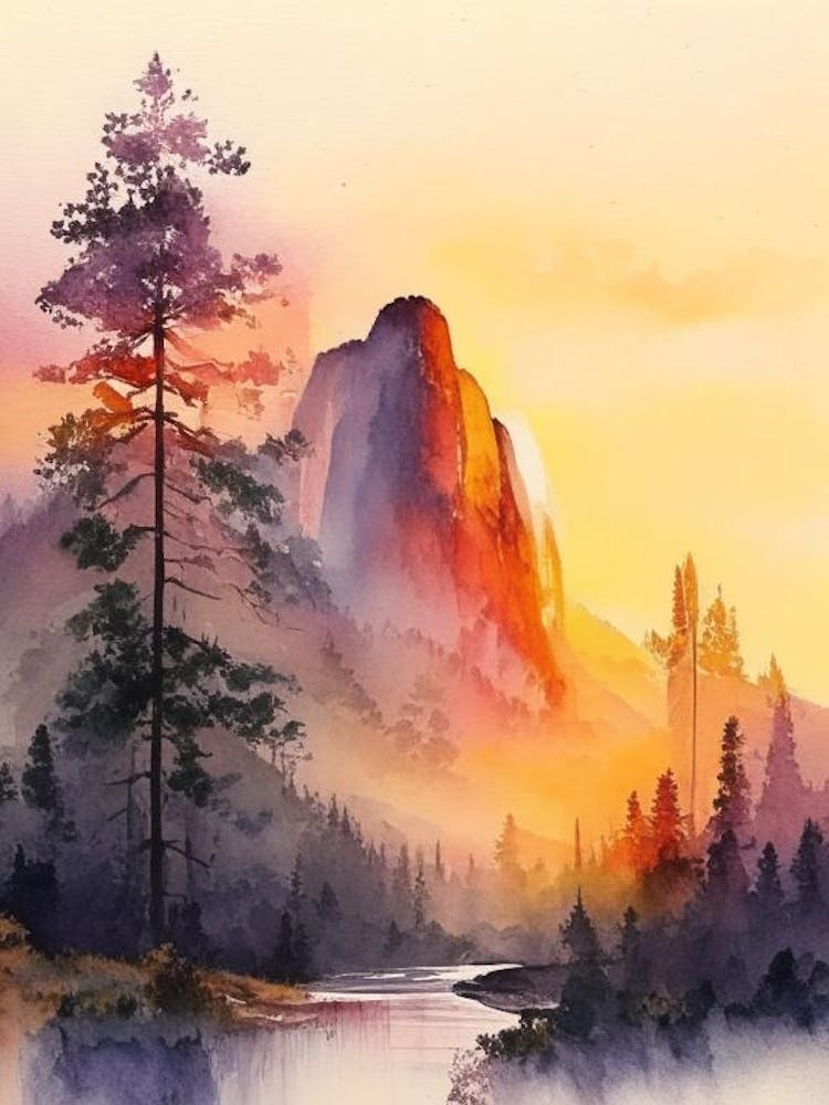 Yosemite National Park Watercolour