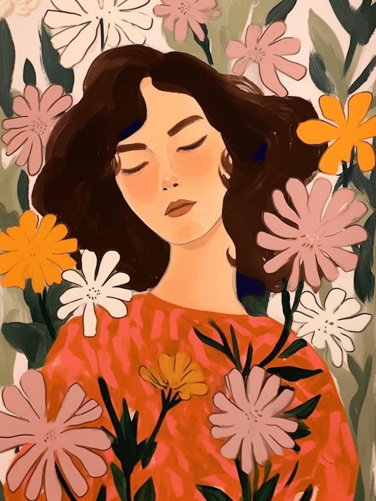 Woman With Autumnal Flowers Phlox 2