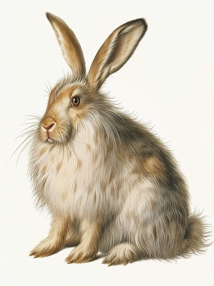 English Angora Blockprint Rabbit Illustration 6