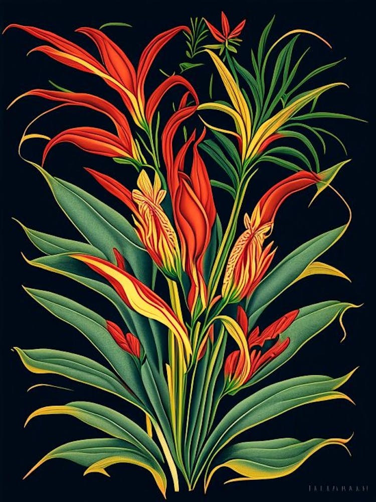 Heliconia 3 Floral Botanical Vintage Poster Flower