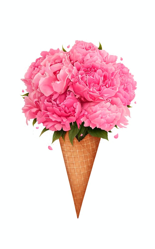 Ice Cream With Peonies