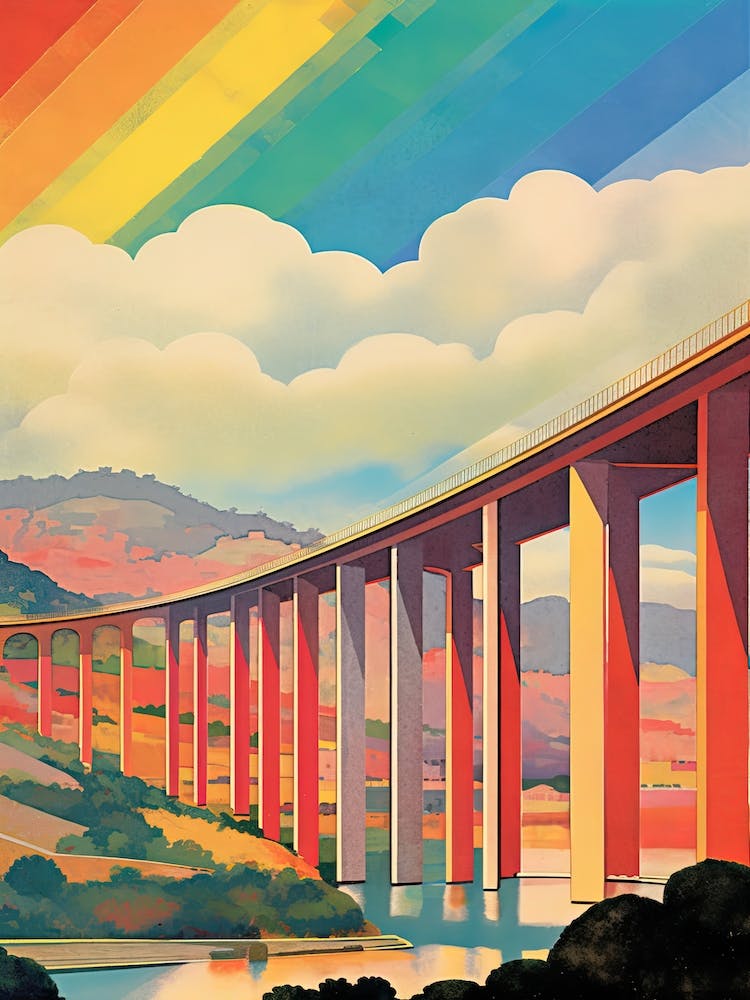 Viaduc De Millau, France Colourful 2