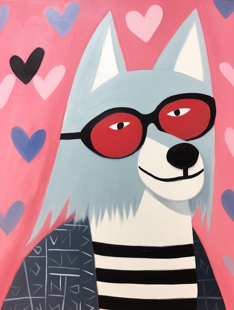 Kleiner Arktiswolf mit Sonnenbrille