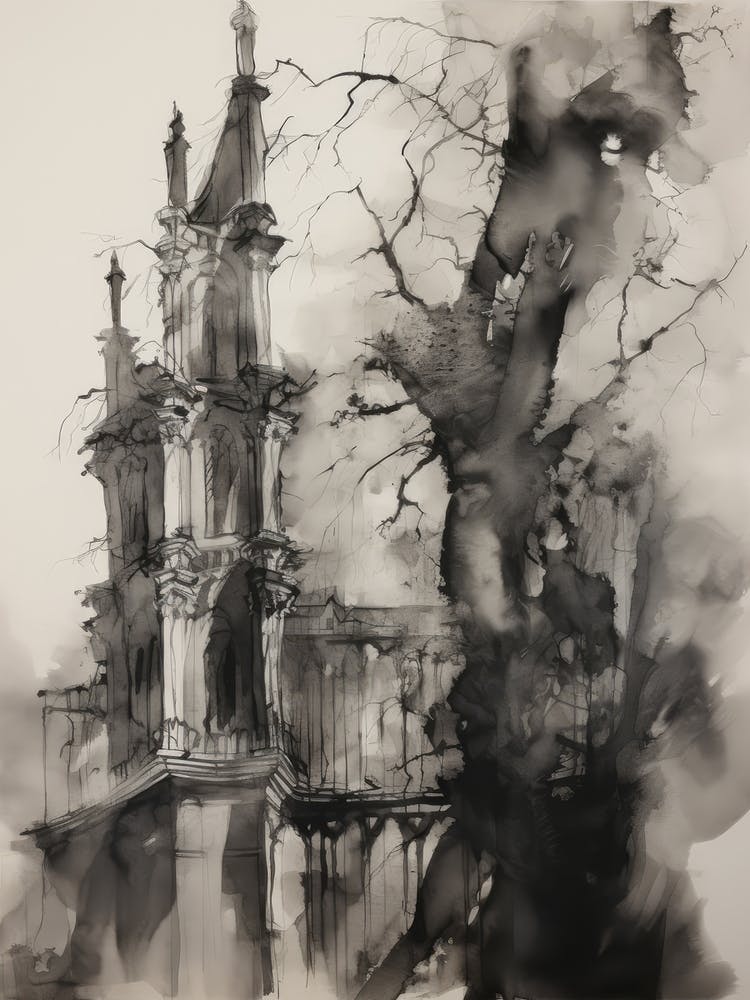 Minimalist Neutral Cityscape Sketch