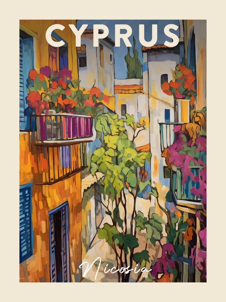 Nicosia Cyprus 4 Fauvist Painting Travel Poster