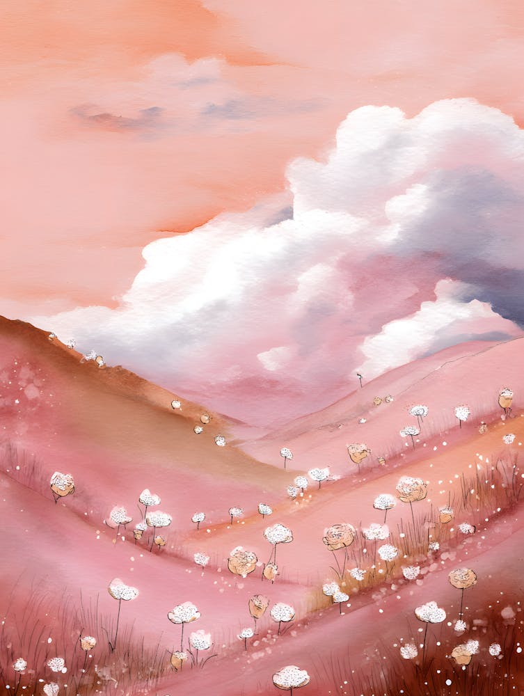 Gorgeous Serene Hill Pink Landscape 15