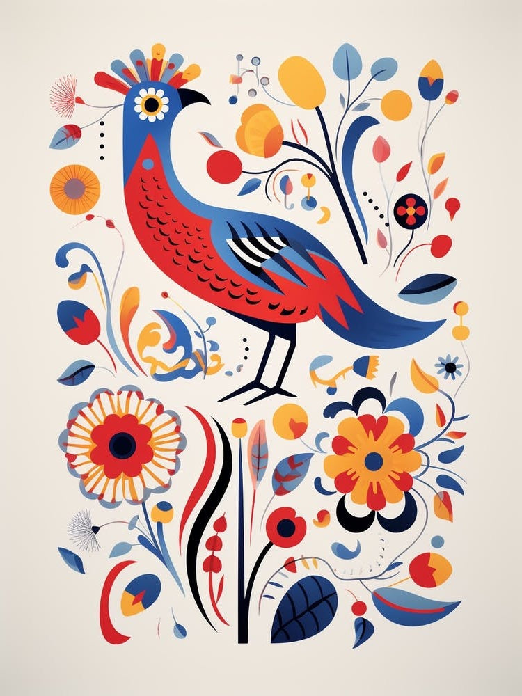 Scandinavian Bird Illustration Cuckoo 1