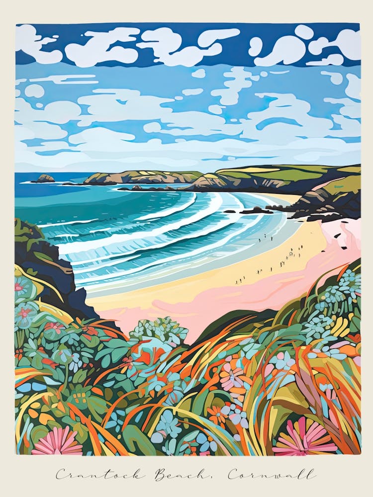 Poster Of Crantock Beach, Cornwall, Matisse And Rousseau Style 3