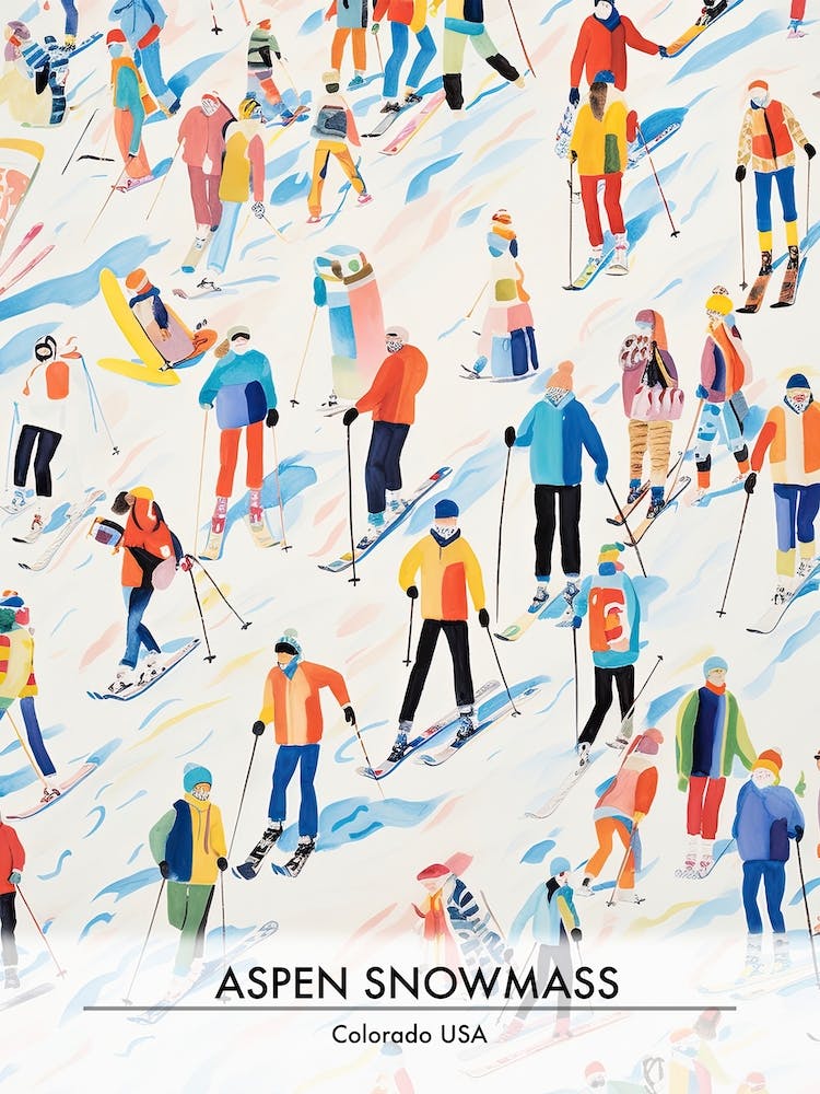 Aspen Snowmass   Colorado Usa, Ski Resort Poster Illustration 7