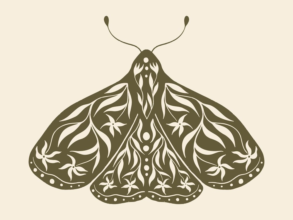 Folk Art Moth 01 - Woodland Green